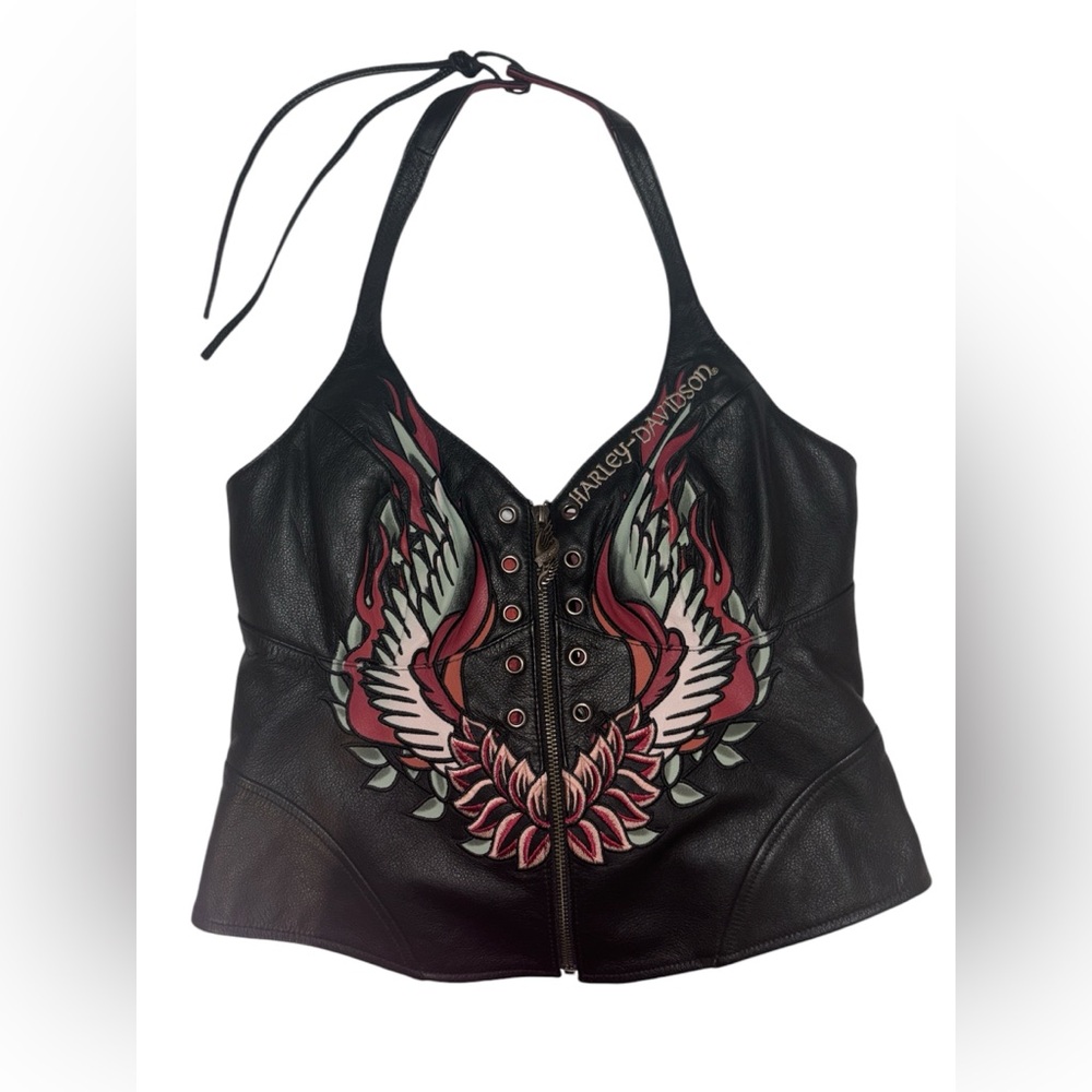 Harley Davidson Leather Halter Top